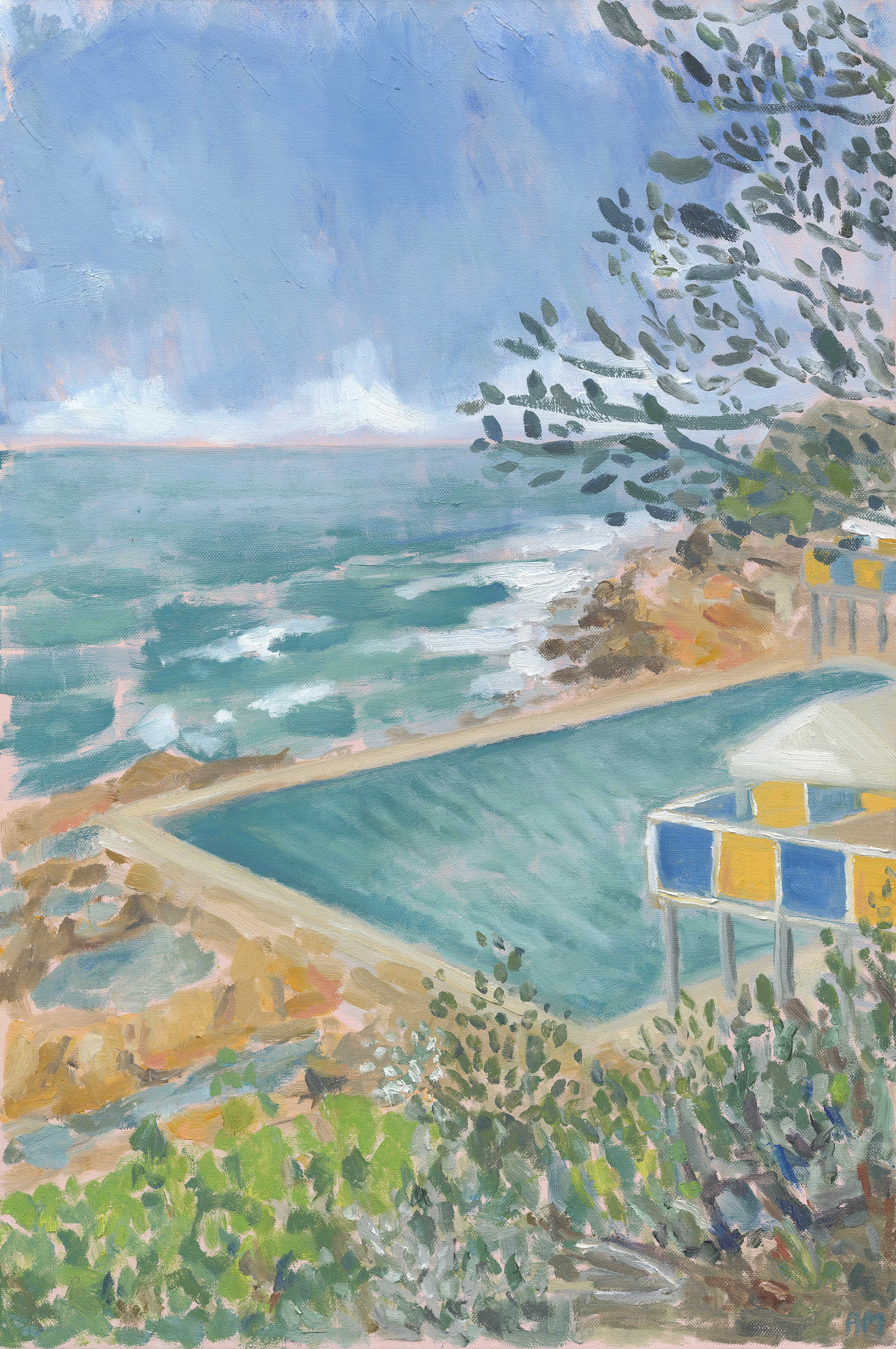 Original oil painting of Wylies, Ocean pool, Coogee.