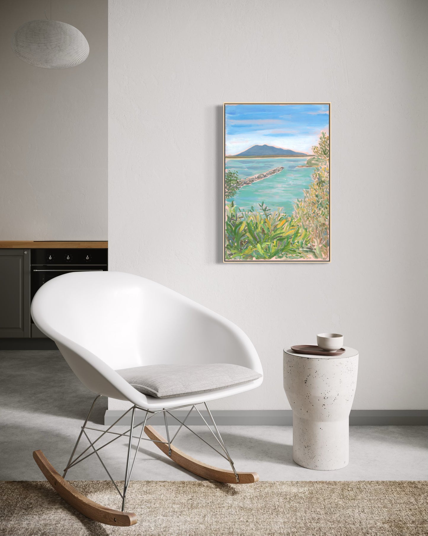 Original oil painting of Bruce Steer ocean pool, Bermagui.